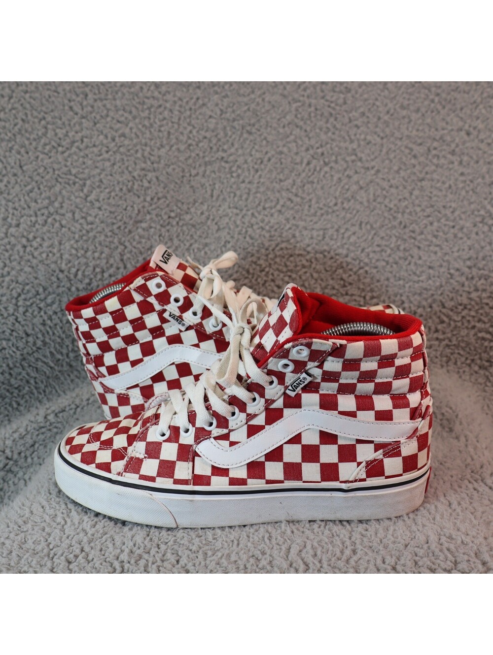 Vans Women Size 8.5 High Top Old Skool Red Checker Canvas